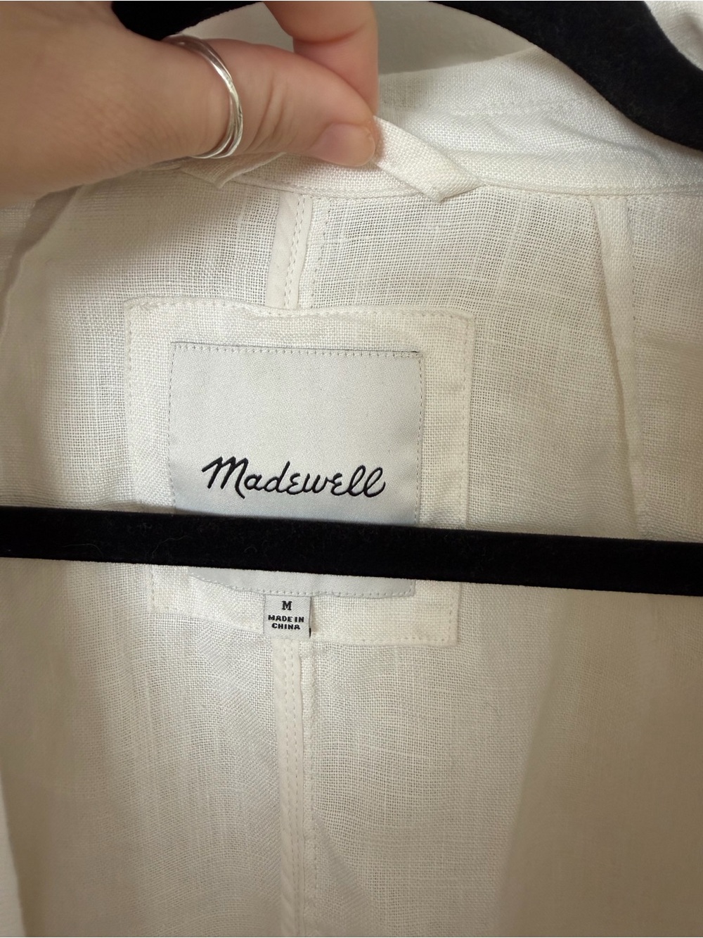 Madewell Dorset Cream Button-Front Linen Relaxed Blazer - Picture 4 of 5